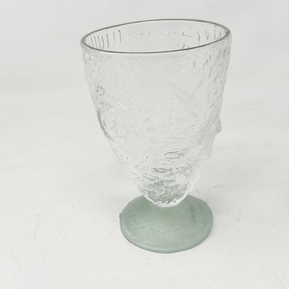 Textured Bubbled Goblet With Nautical Details Celedon Base 5” X 3” X 2.25” - Picture 1 of 7
